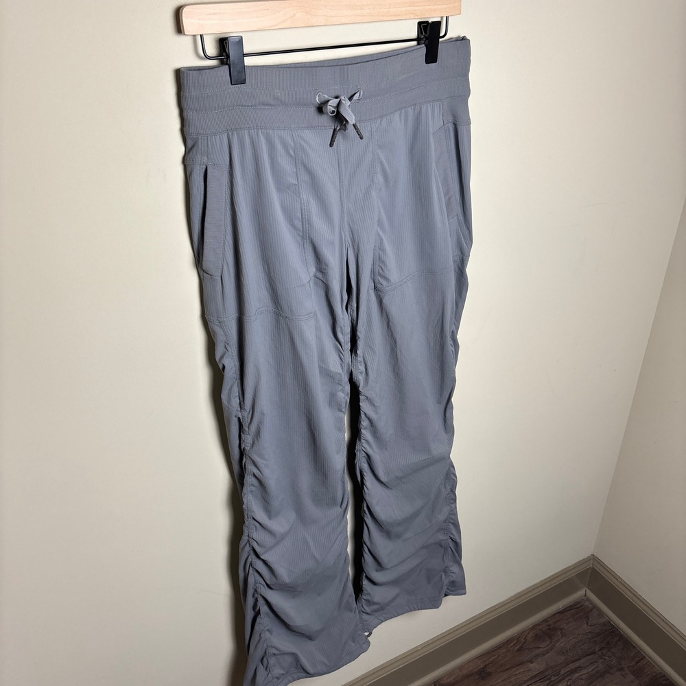 Lululemon Gray Pinstripe Dance Studio Drawstring Ruched Leg Jogger Pants Women 6 - Picture 4 of 9